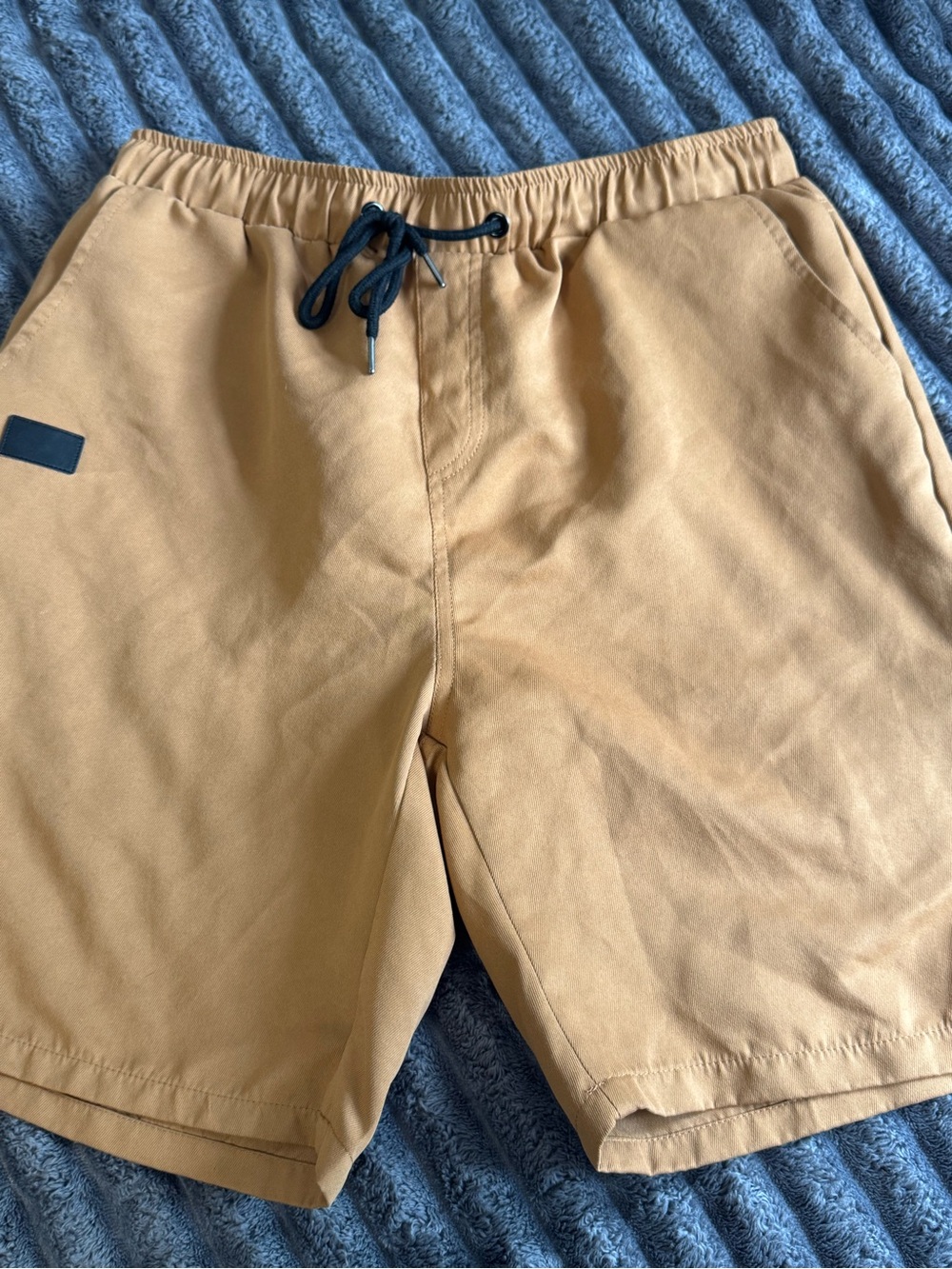 SHEIN Tan Elastic Waist Shorts with Black Lining